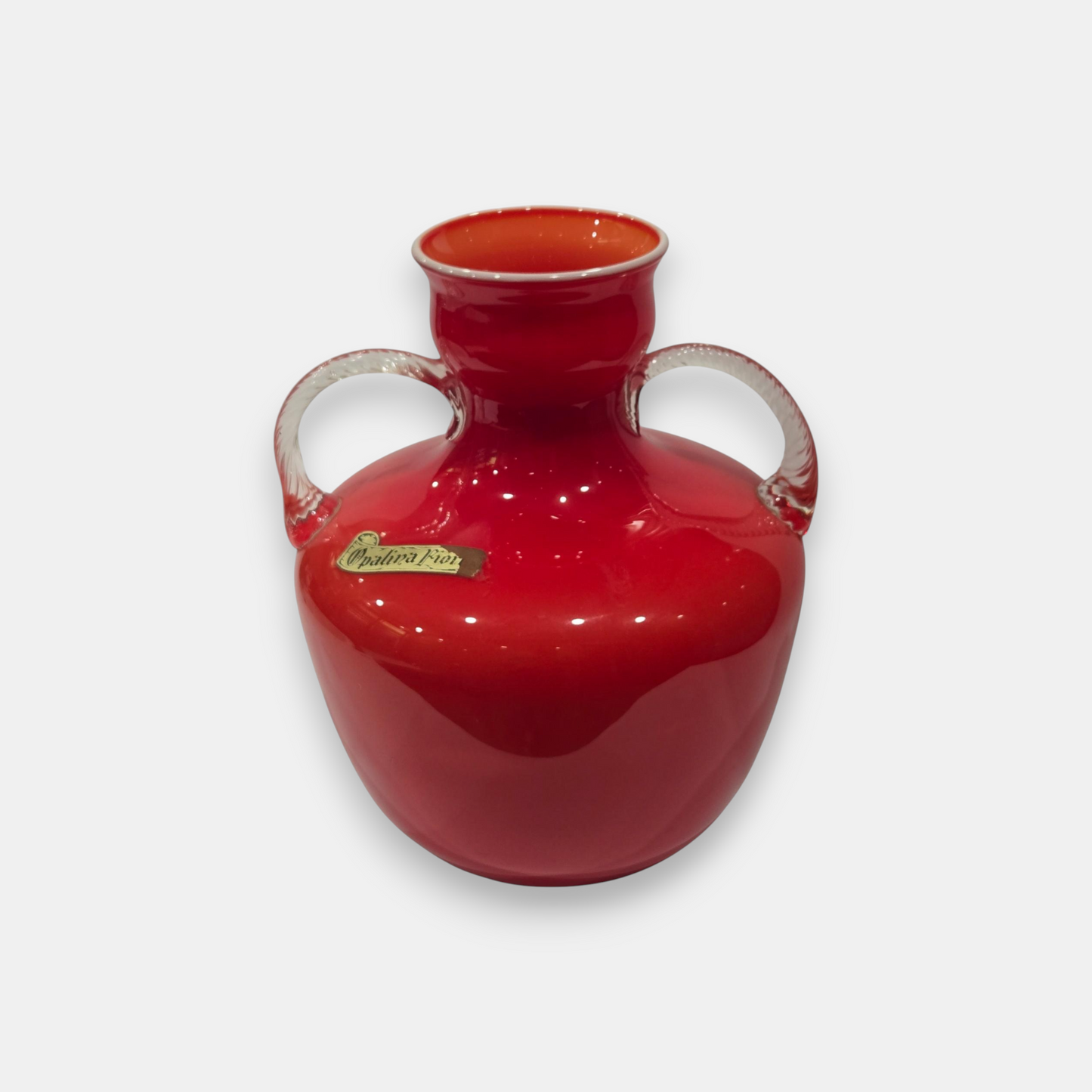 Empoli-Attributed Vintage Opalina Vase - Red