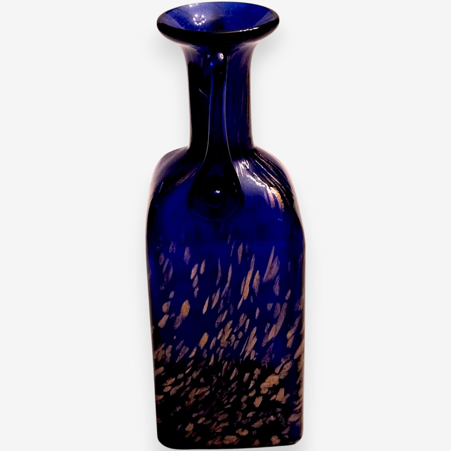 Vintage Joska Crystal Vase With Rose Gold Speckles - Blue