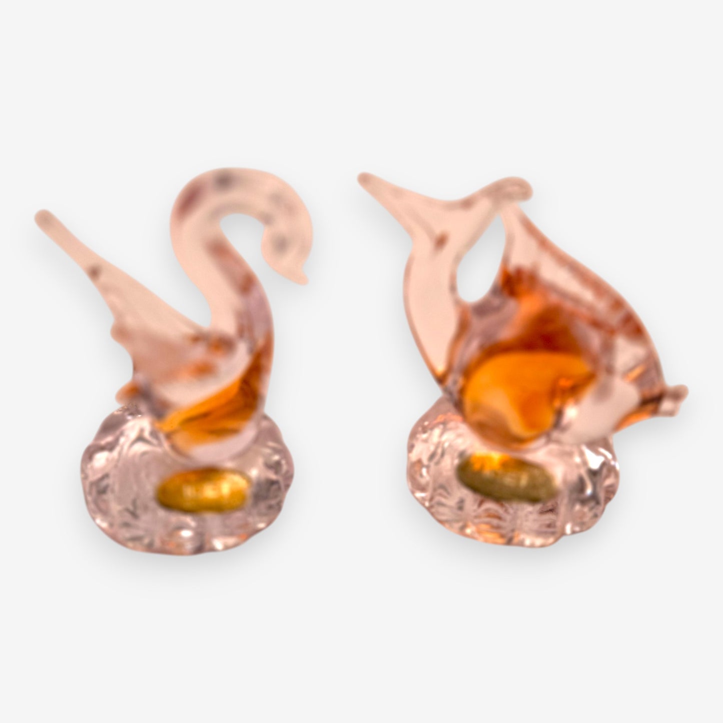 Murano-Attributed Vintage ICET Birds with 24k Gold Highlights - Orange