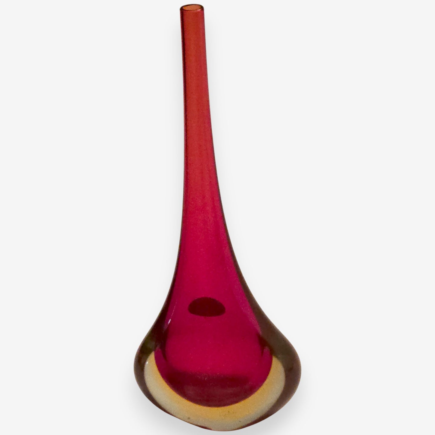 Murano-Attributed Vintage Sommerso Teardrop Glass Vase - Red