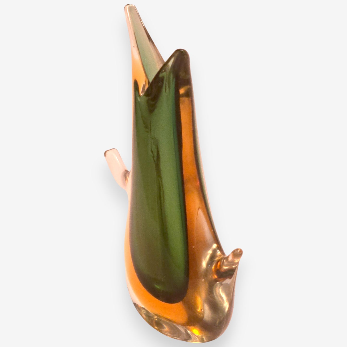 Murano-Attributed Vintage Sommerso Glass Vase - Green