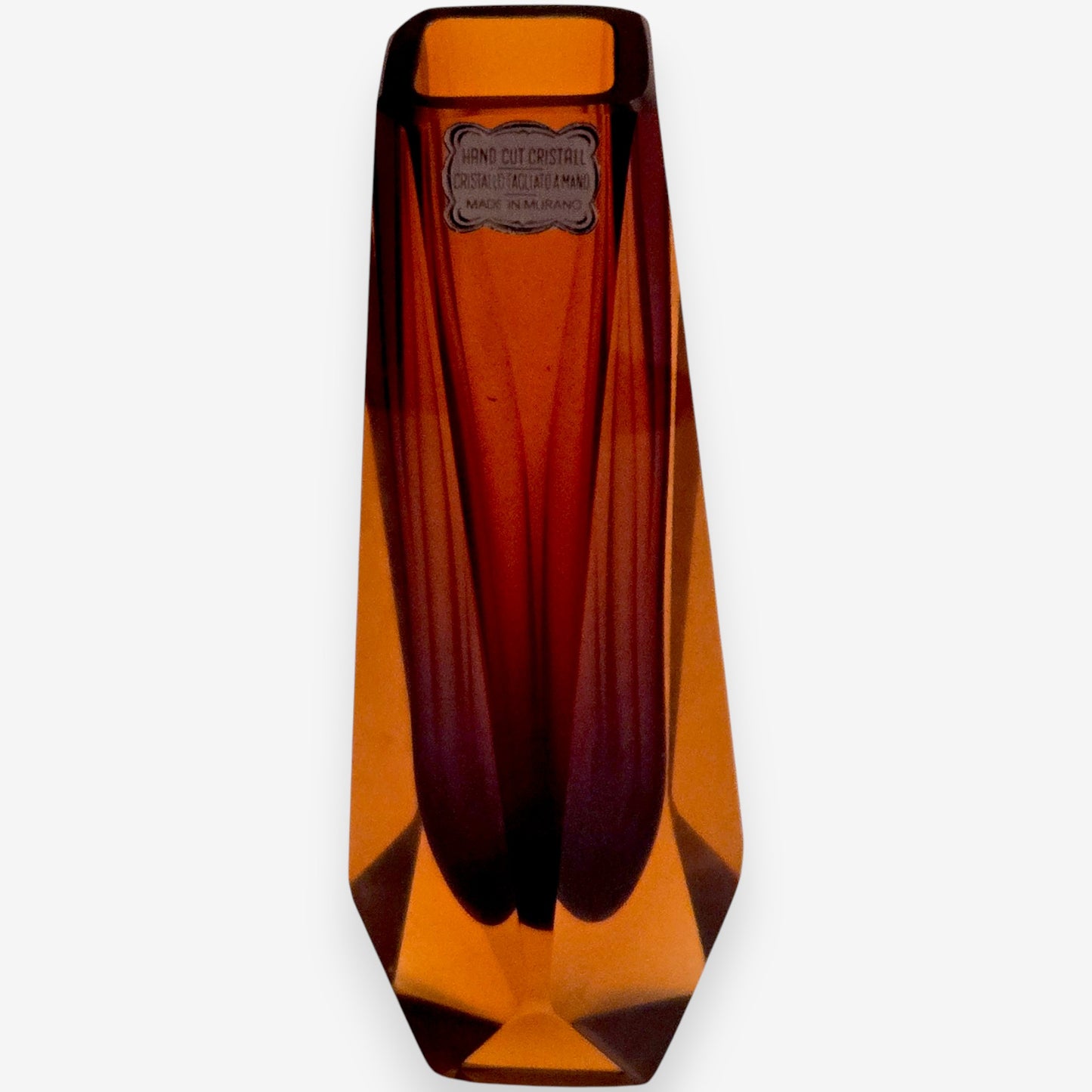 Murano-Attributed Sommerso Faceted Glass Vase - Brown