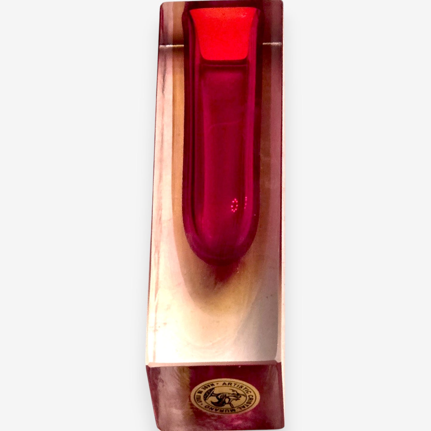 Murano-Attributed Vintage Faceted Sommerso Vase - Red