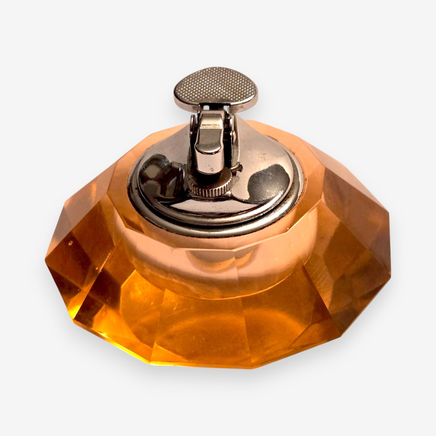 Murano-Attributed Antique Crystal Glass Table Lighter - Pink