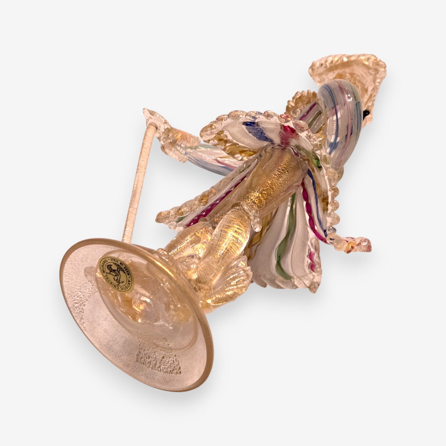 Murano-Attributed Tricorn Hat Glass Gentleman Figurine - Multi-Colour