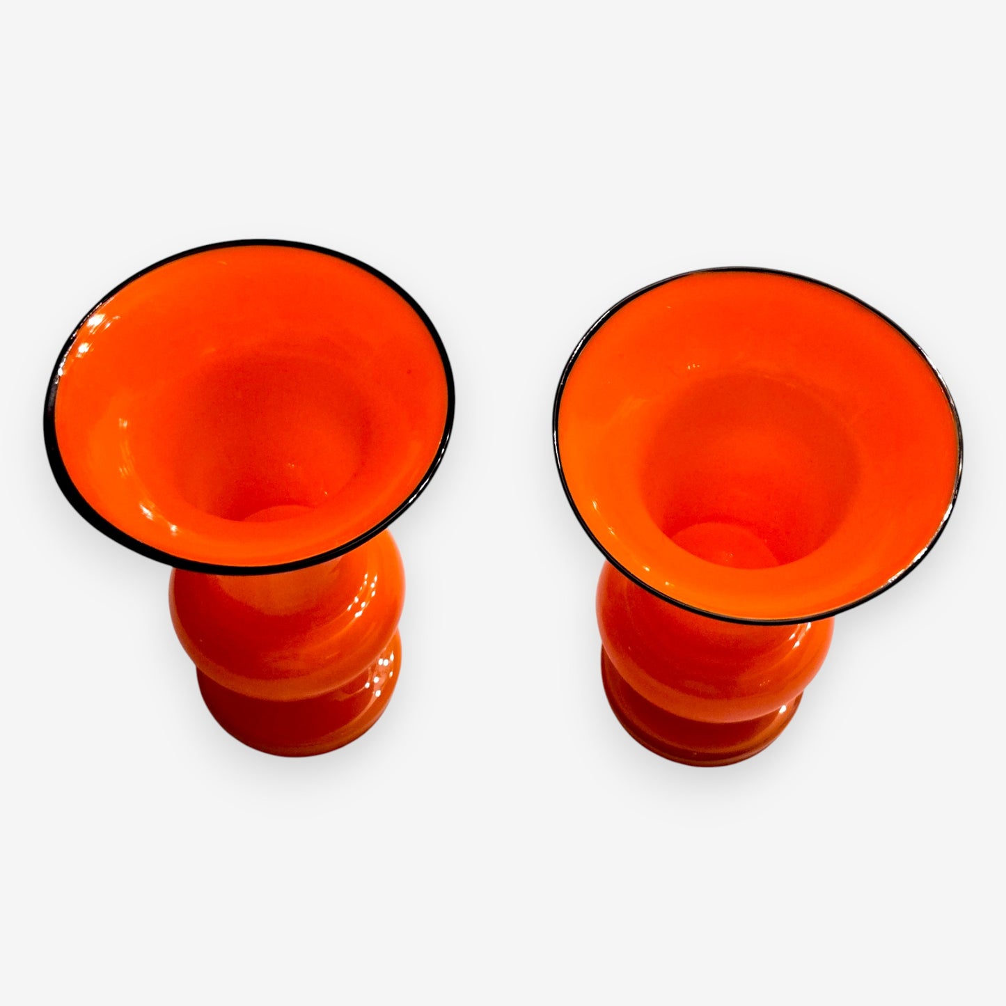 Art Deco Flared Tulip Tango Glass Vase - Orange