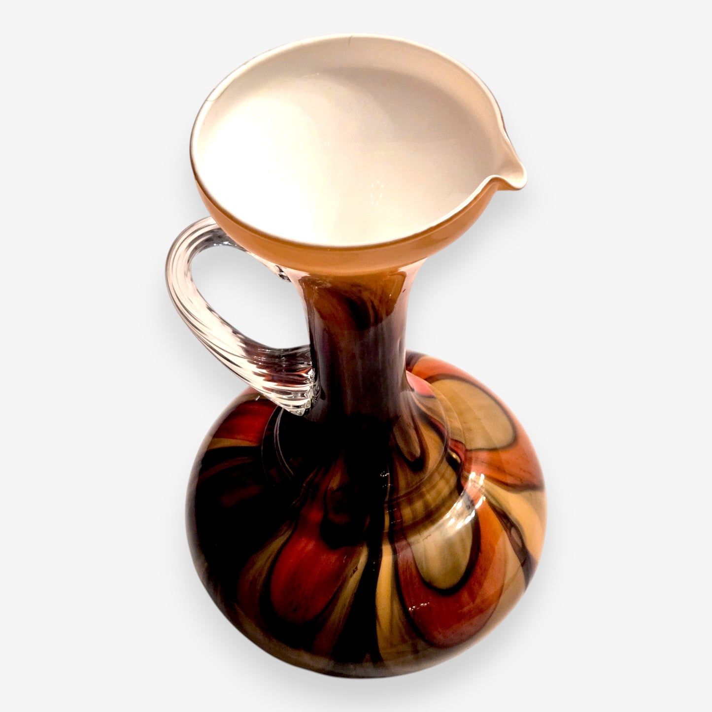 Murano-Attributed Vintage Opaline Hand Blown Pop Art Glass Vase - Multi-Colour