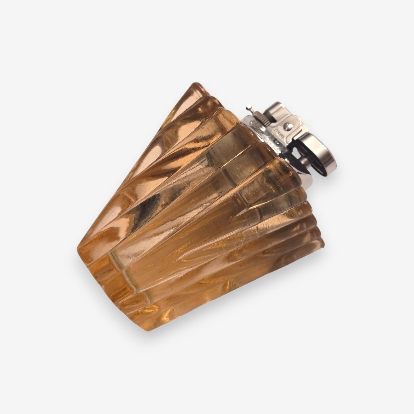 Vintage Viking Glass Diamond Point Table Lighter - Amber