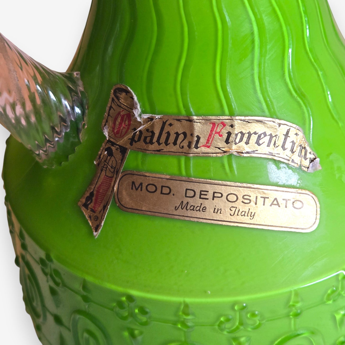 Opalina Fiorentina Lime Green Glass Vase or Jug - Lime