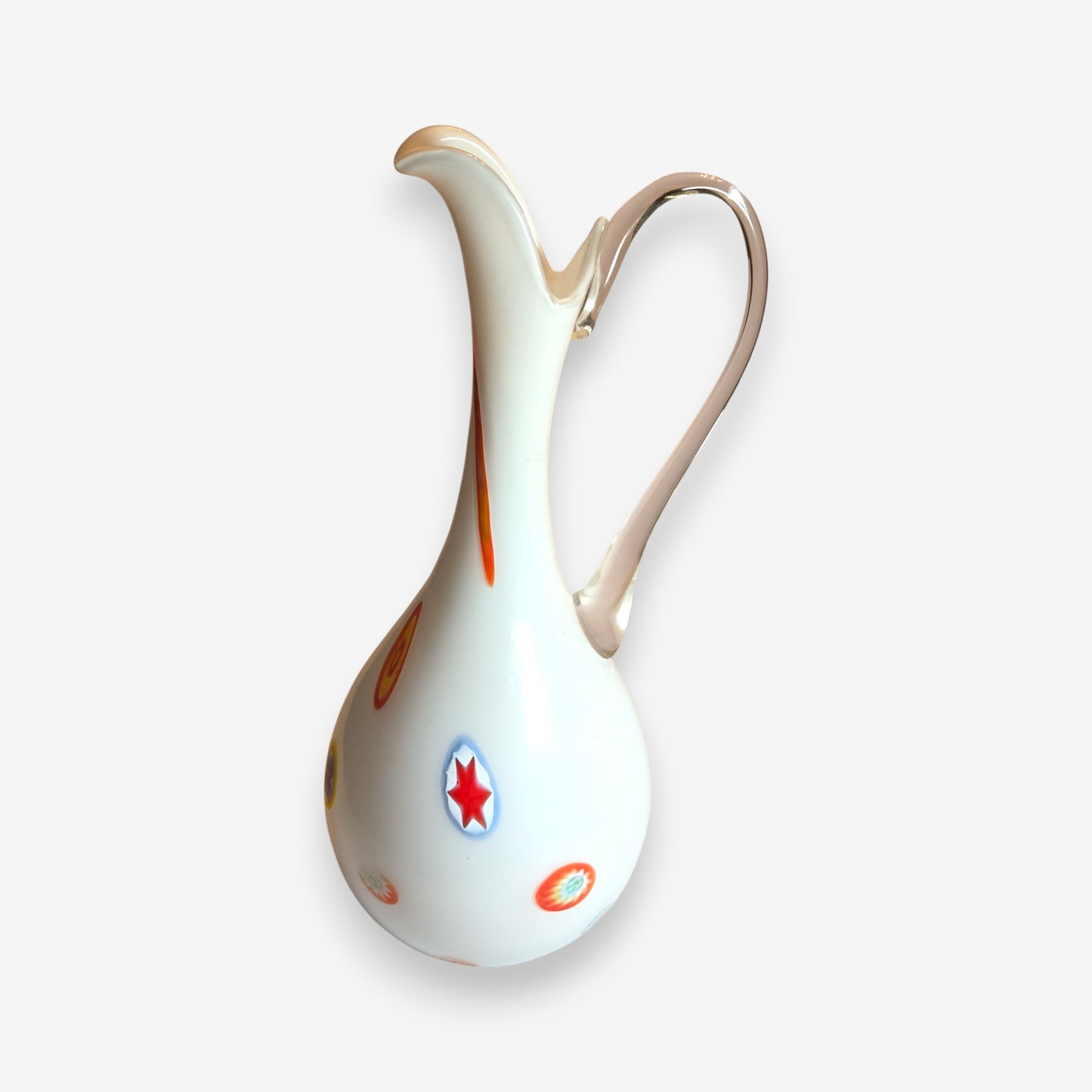 Murano-Attributed Vintage Millefiori Glass Vase or Pitcher - Multi-Colour