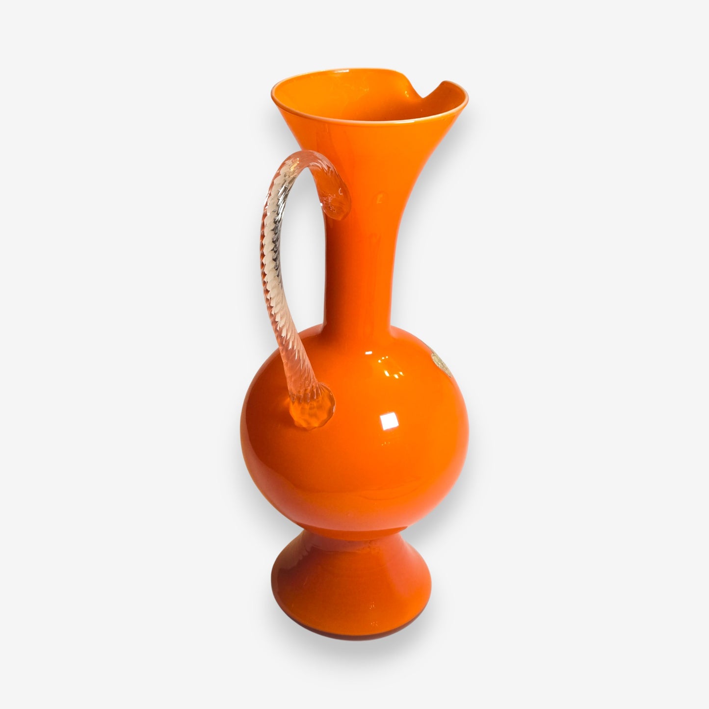 Opalina Fiorentina Orange Glass Vase or Ewer - Orange