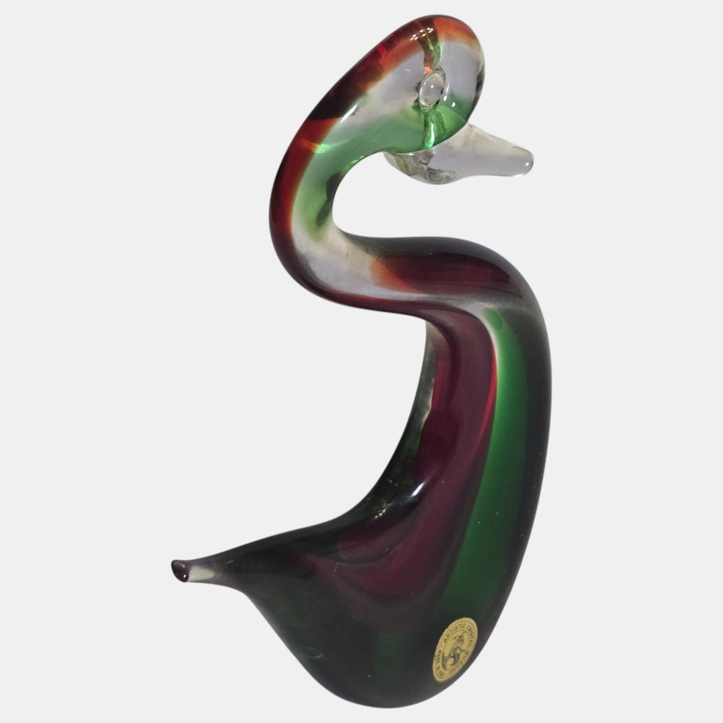 Vintage Murano Glass Duck Green Figurine - Multi
