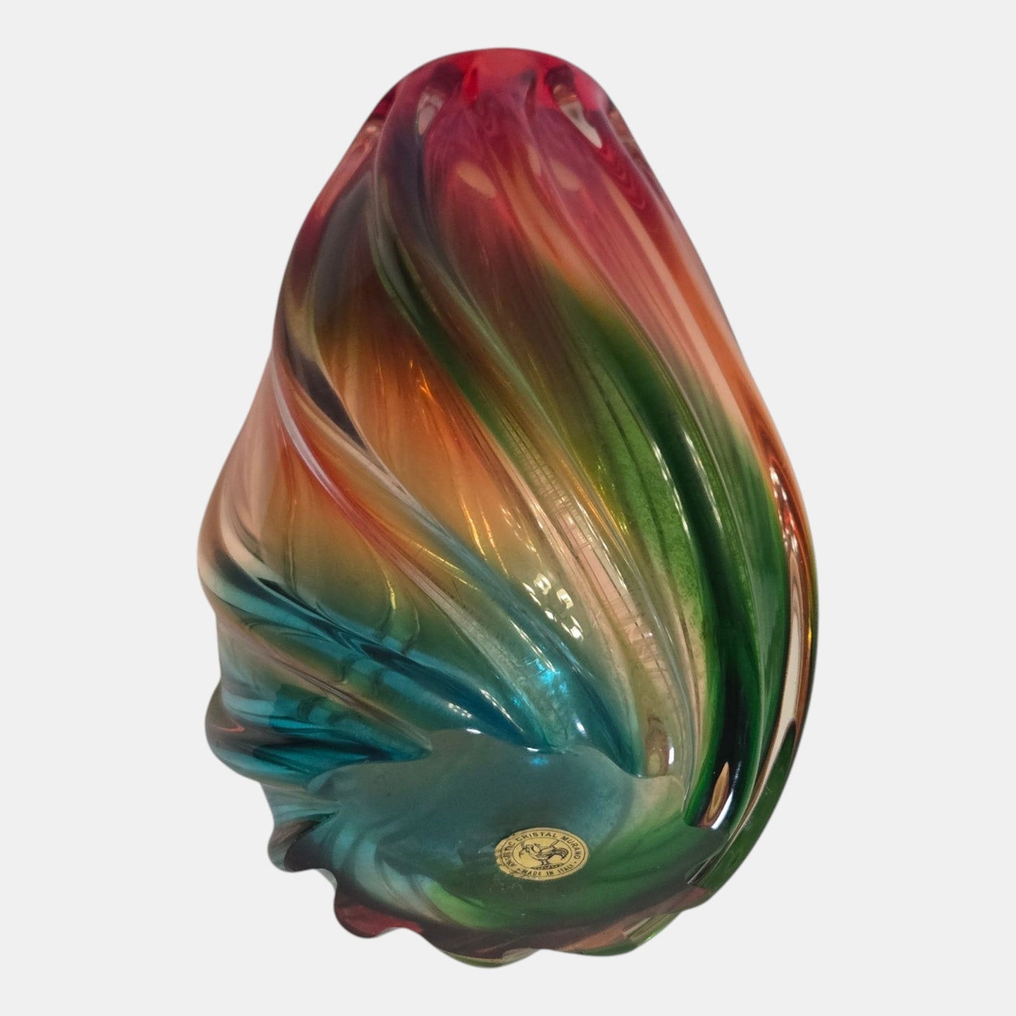 Murano Mid-Century Twisted Vase Rainbow Coloured - Multi