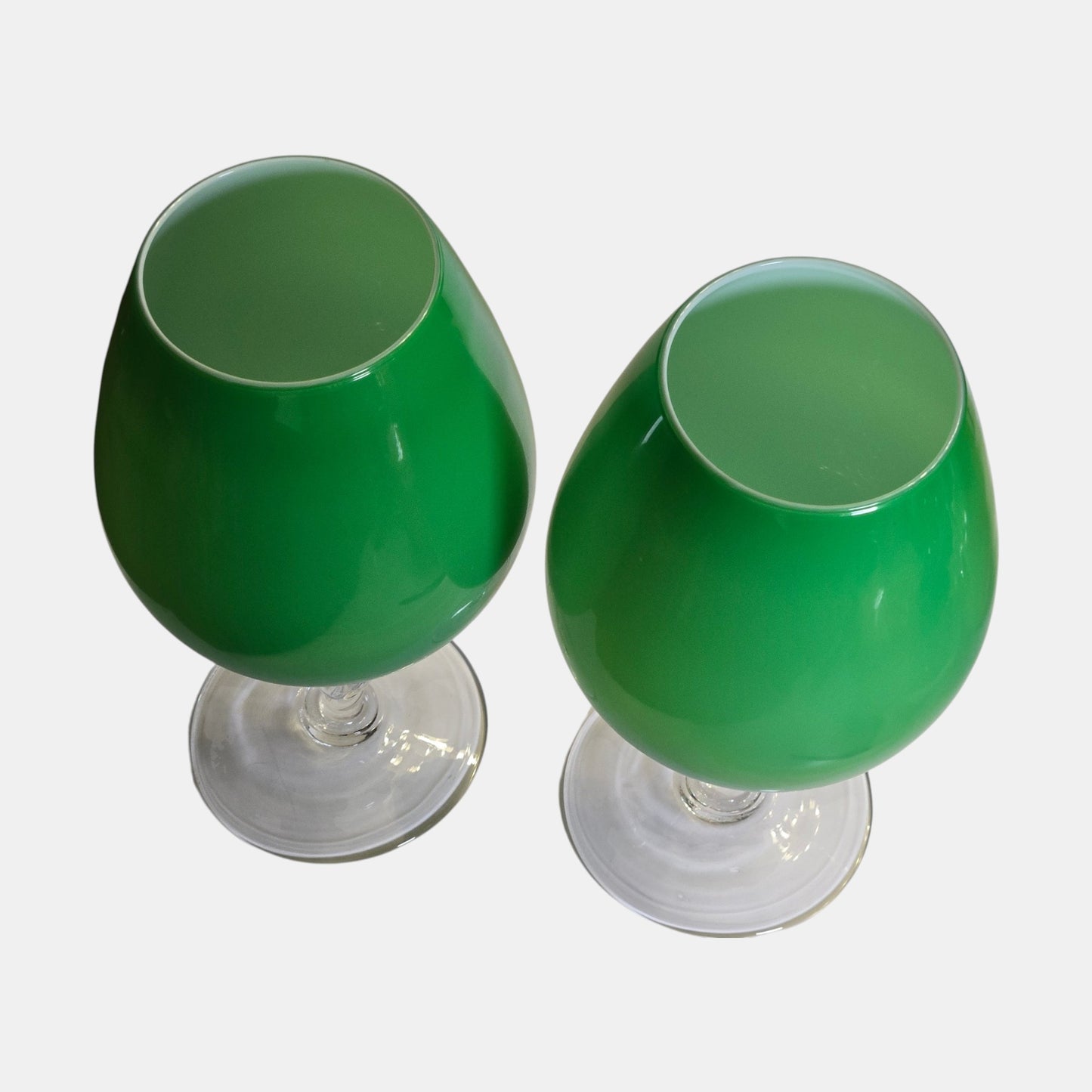 Vintage Empoli Glass Brandy Vases Cased Glasses - Green