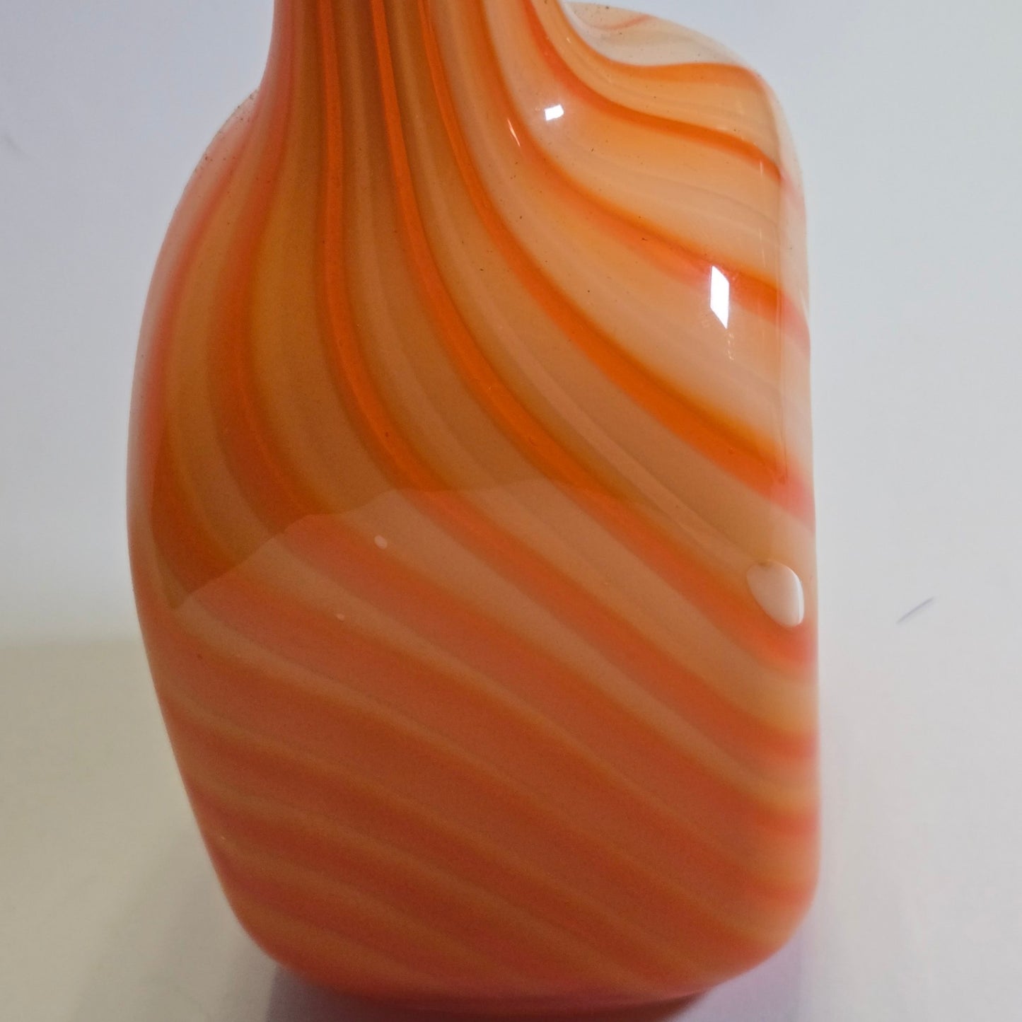 Empoli Vintage Glass Vase Base Through - Orange/white