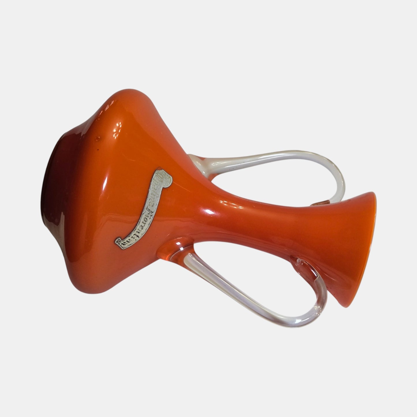 Opalina Fiorentina Two Handed Crystal Orange Glass Vase/Jug - Orange/Red