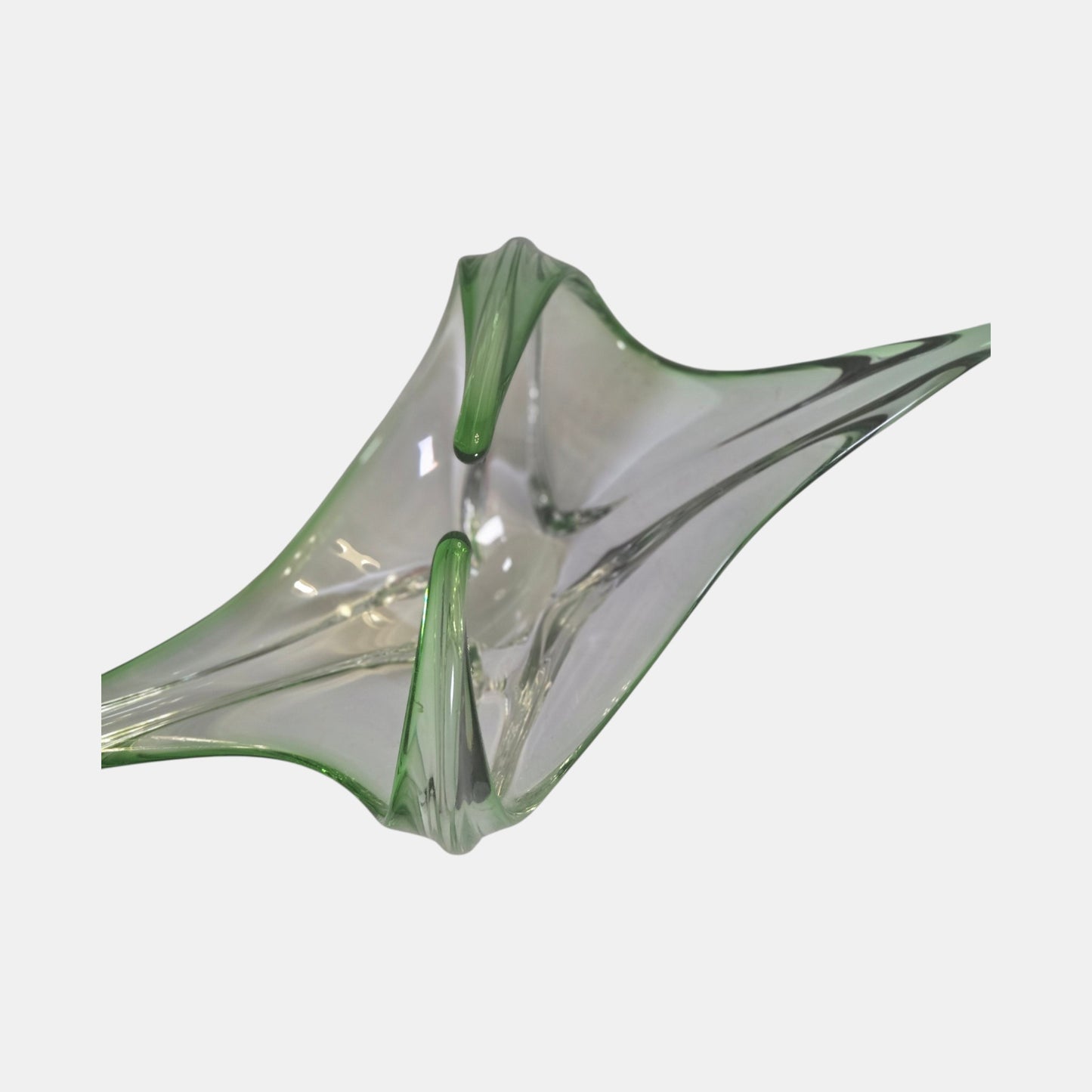 Murano Sommerso Vintage Green Glass Centrepiece Bowl - Uranium Green