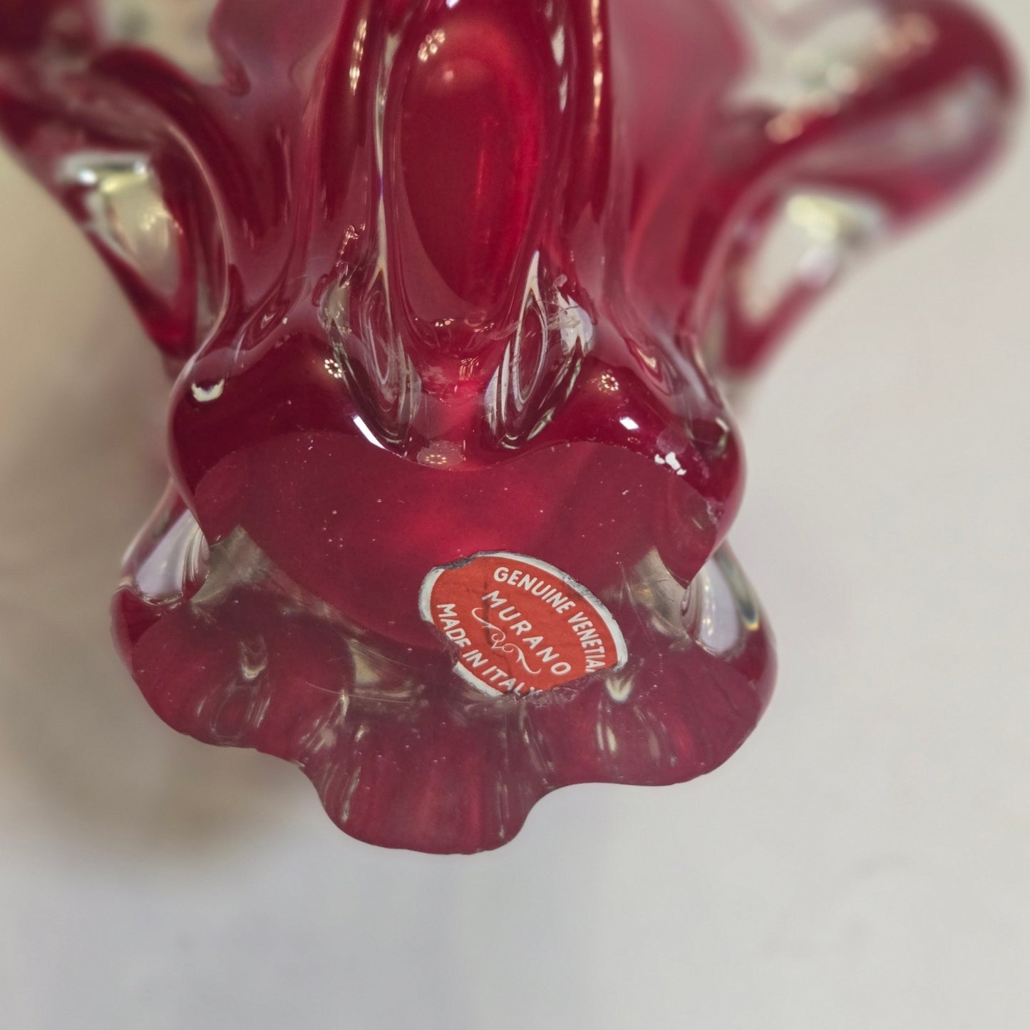 Murano Red Vintage Glass Vase - Red