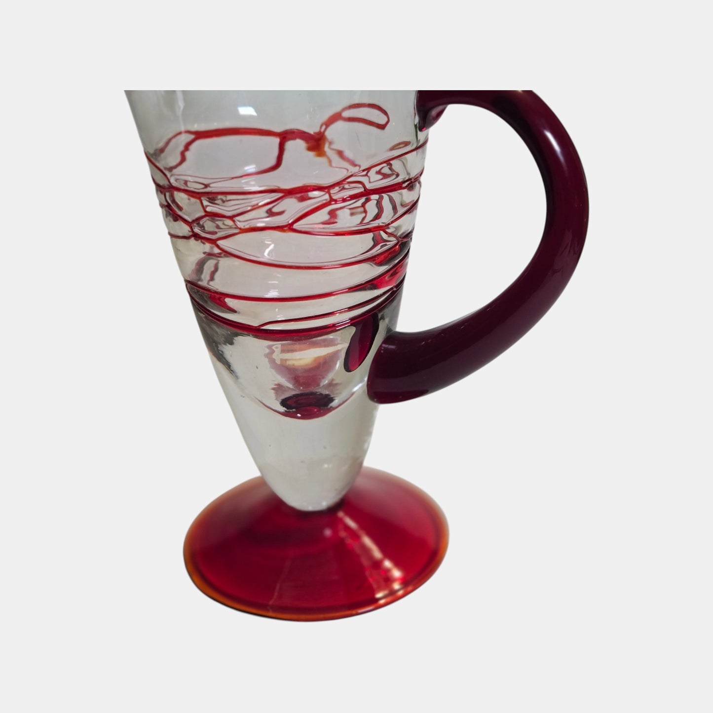 Kosta Boda Glass Jug Red and Clear - Red/Clear