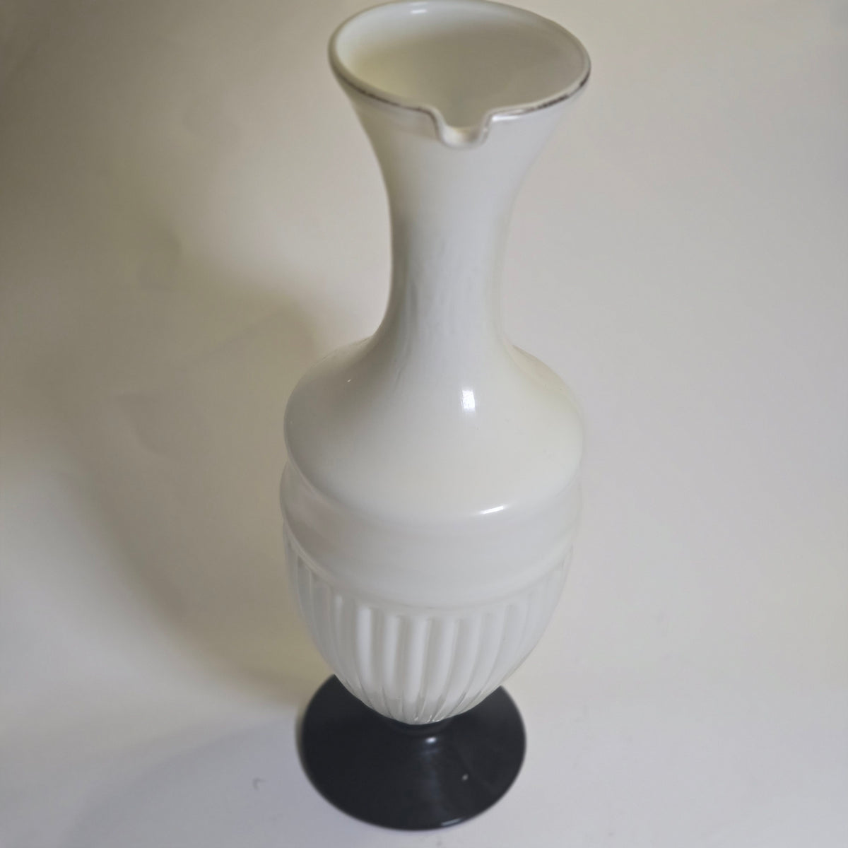 Empoli Vintage Italian Glass Vase/Jug - White/Black