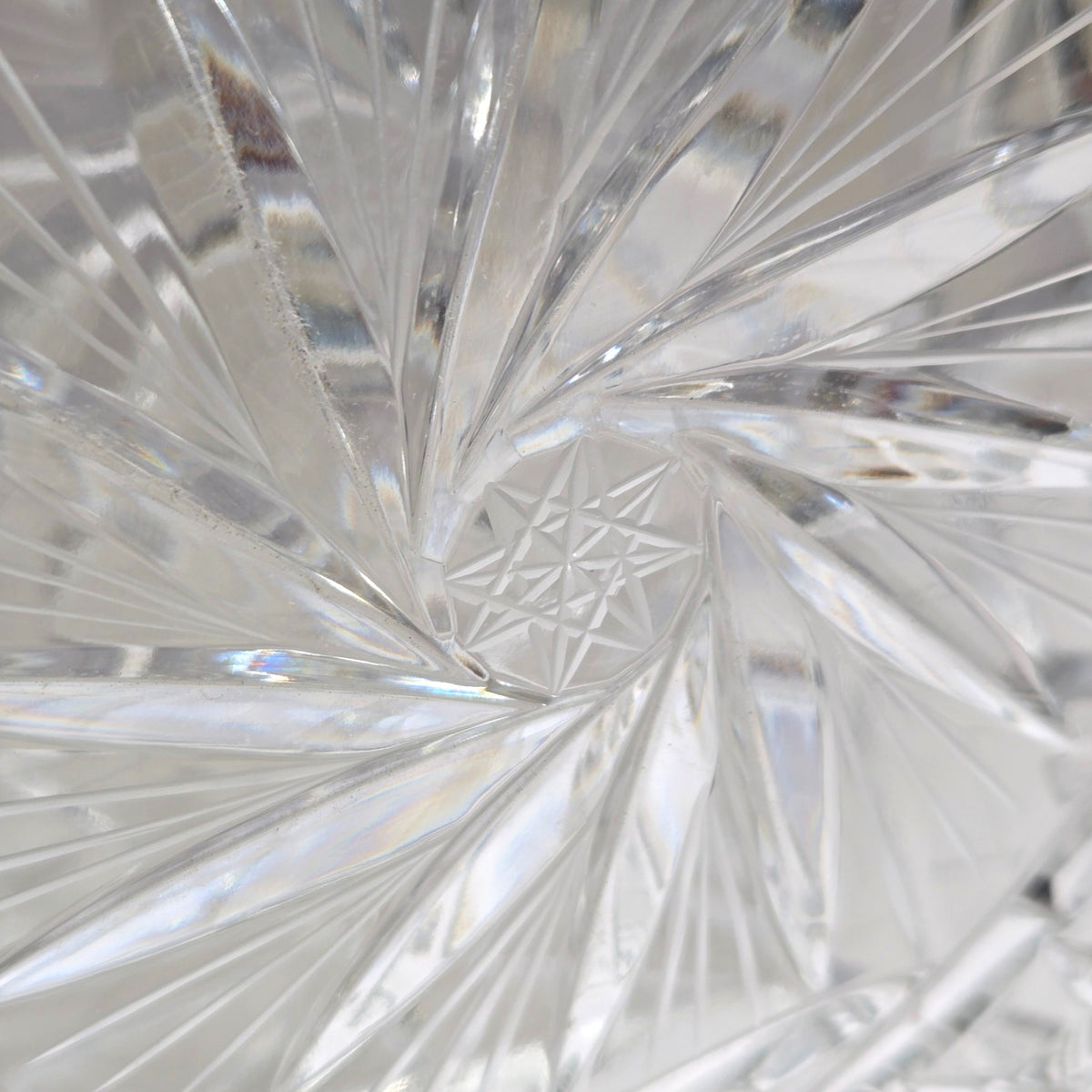 Bohemian Vintage Pinwheel Cut Crystal Decanter - Clear Glass