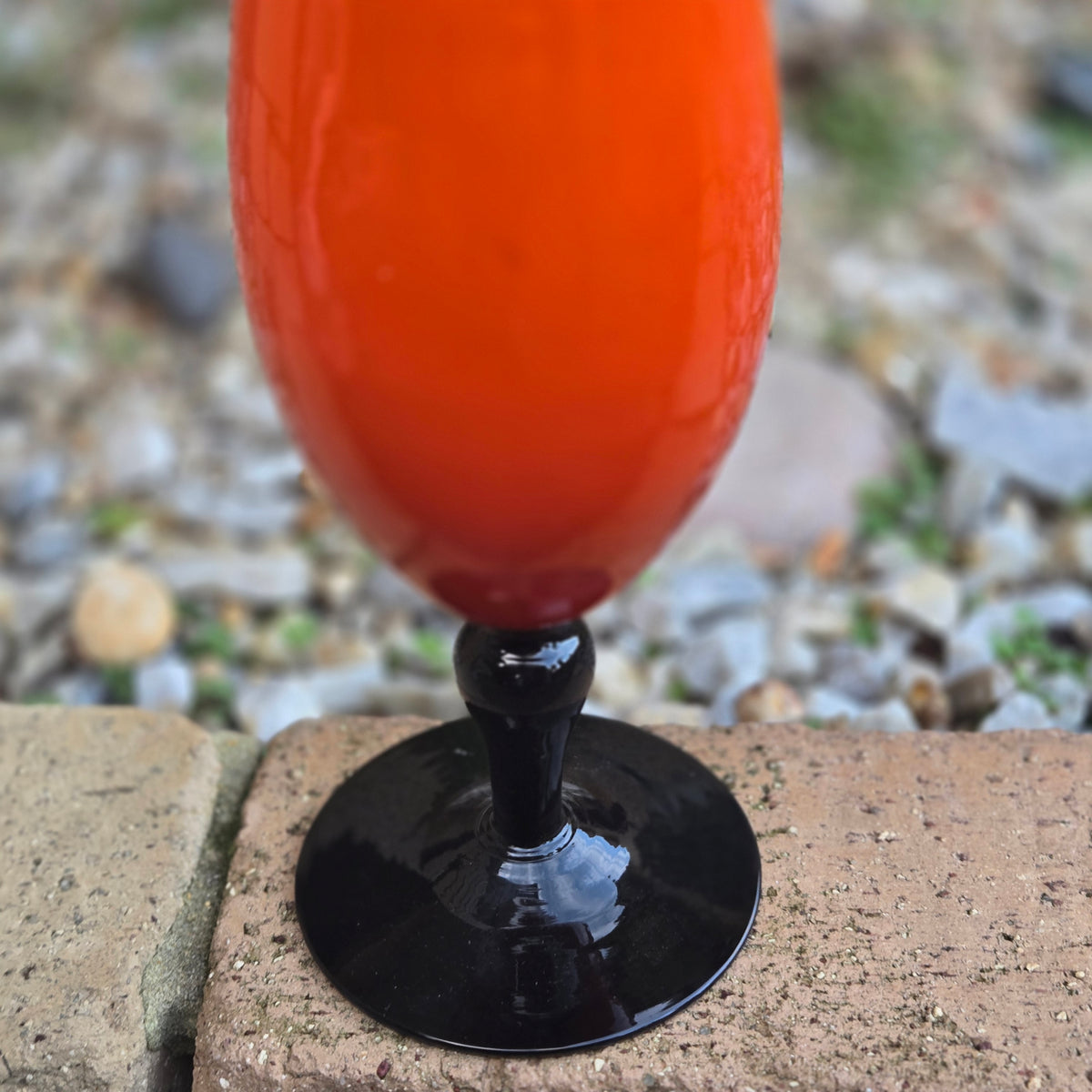 Ryd Glasbruk Orange And Black Glass Vase - Orange/Black