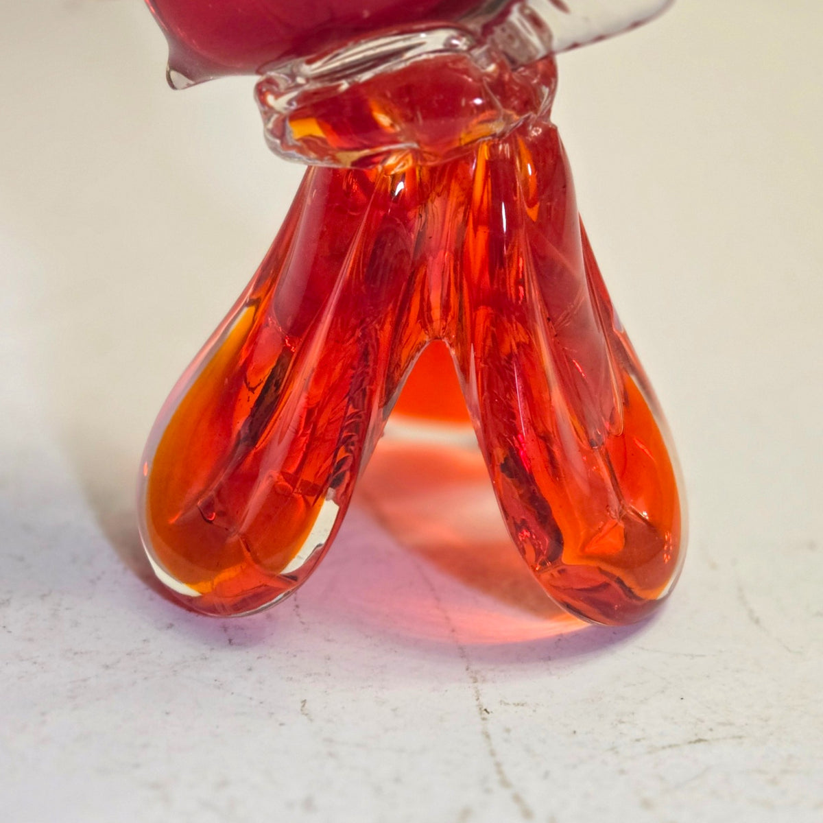 Murano Glass Red Fish Vase - Red