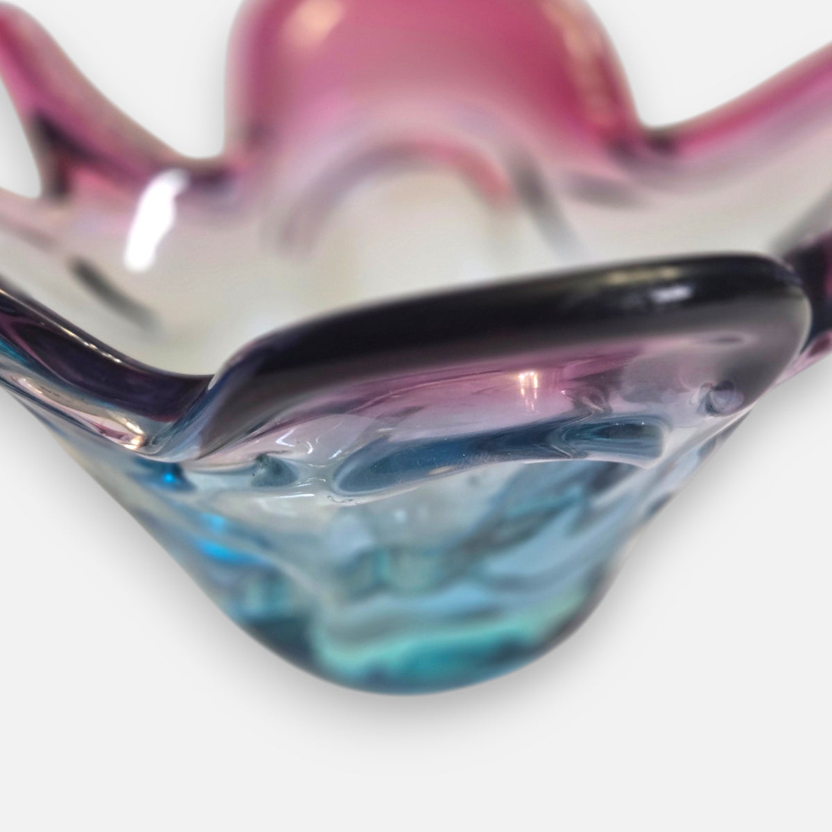 Murano Vintage Fuchsia Rose/Blue Glass Centrepiece Bowl - Fushsia/Blue