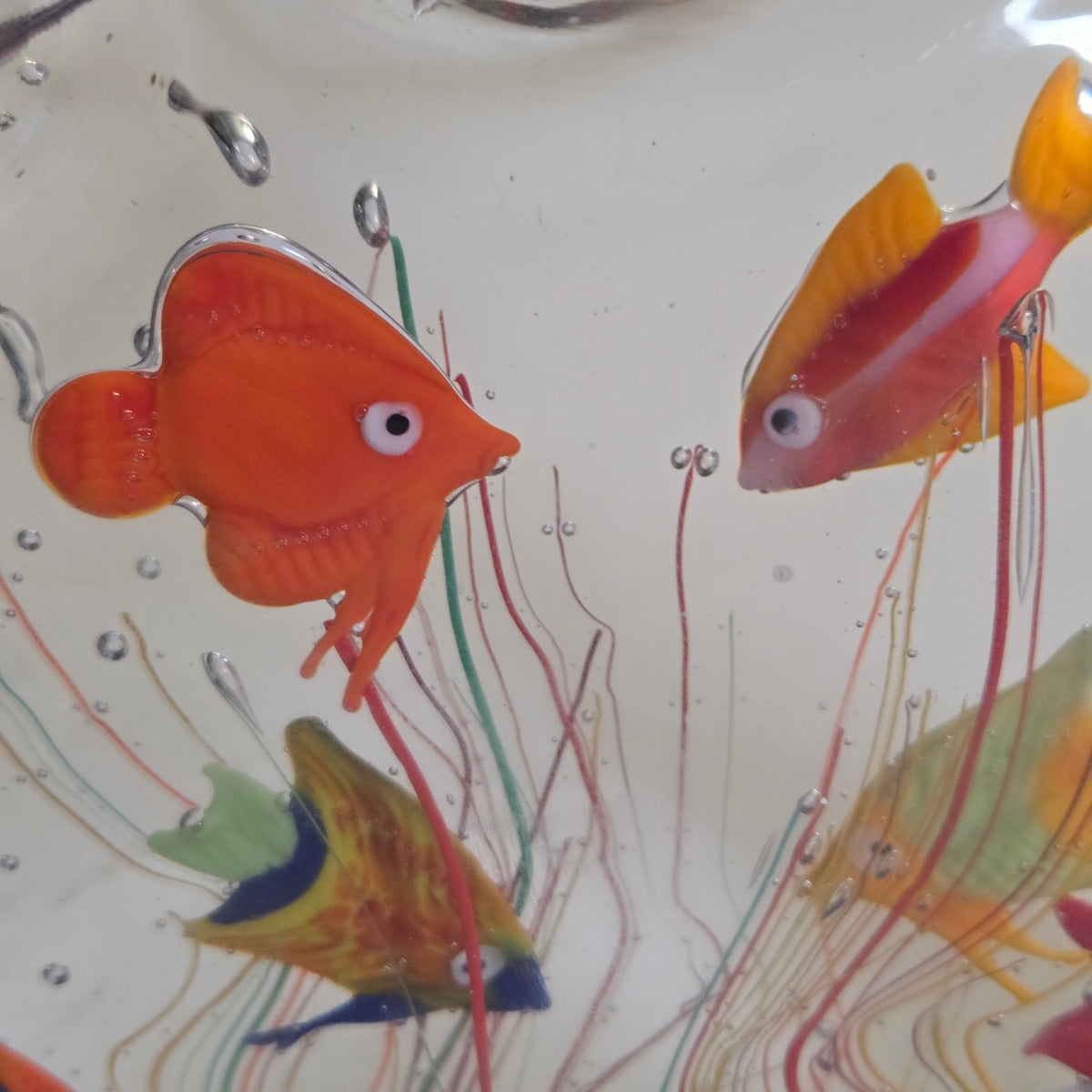 Murano Vintage Large Glass Aquarium Sculpture - Multi