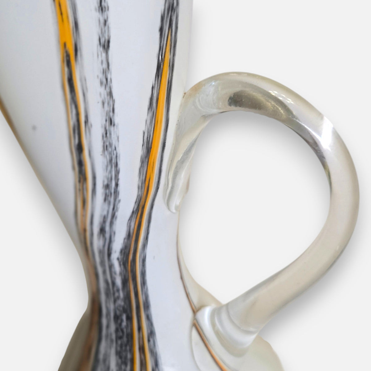 Empoli Vintage Orange And Black Feathered Pattern Glass Jug - Orange/Black
