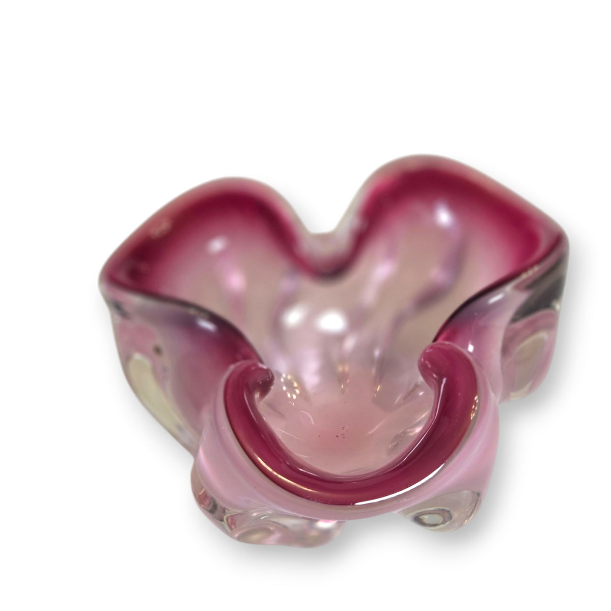 Murano Vintage Soft Cranberry Pink Glass Bowl - Pink