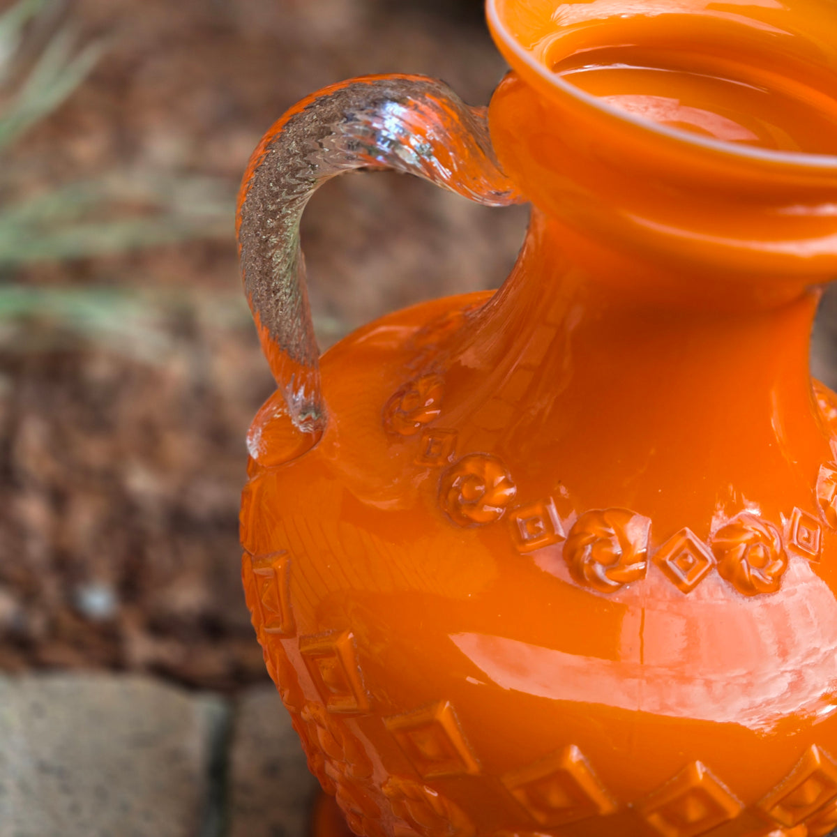 Empoli Vintage Orange Pair Glass Jugs - Orange