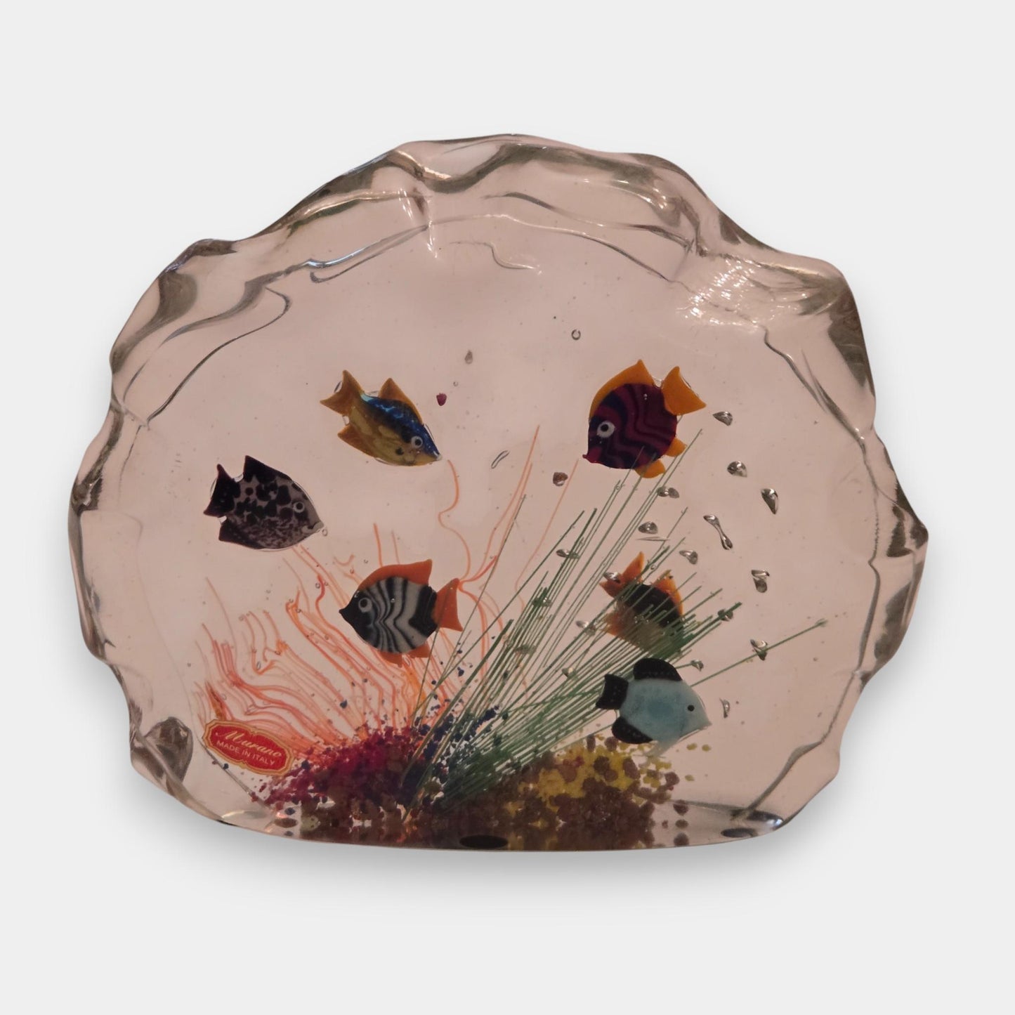 Murano Glass Fish Aquarium Tank Sculpture - Multi-Colour