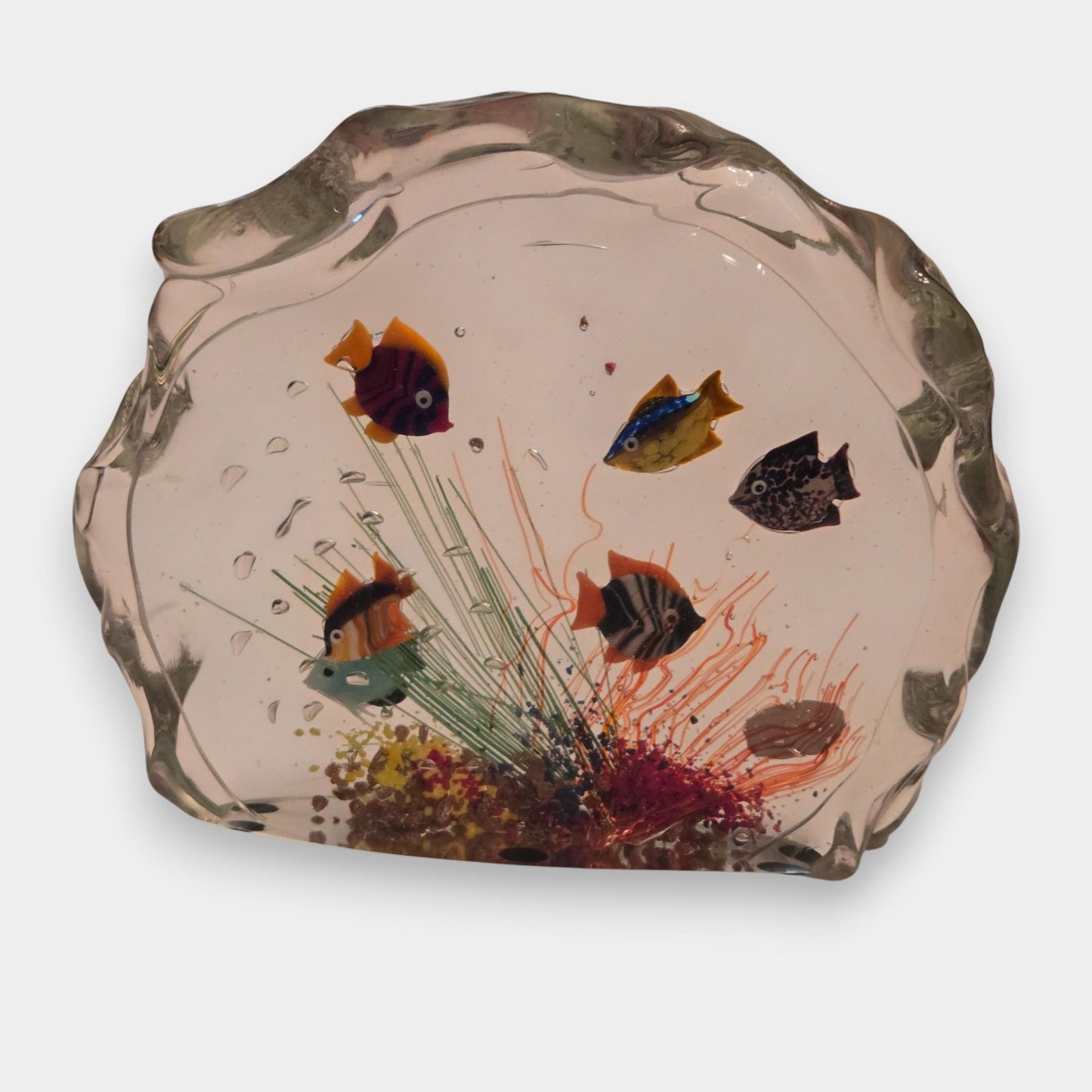Murano Glass Fish Aquarium Tank Sculpture - Multi-Colour