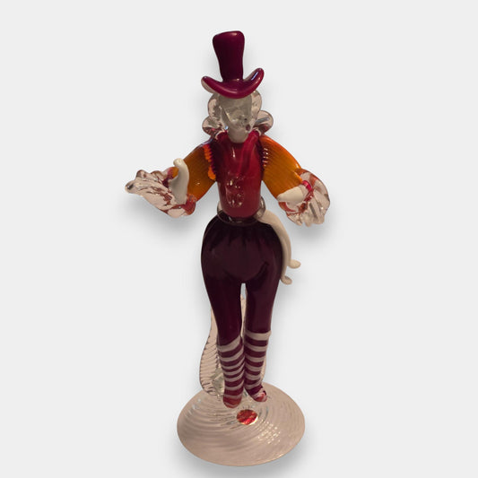 Murano-Attributed Glass Dancing Figurines - Red