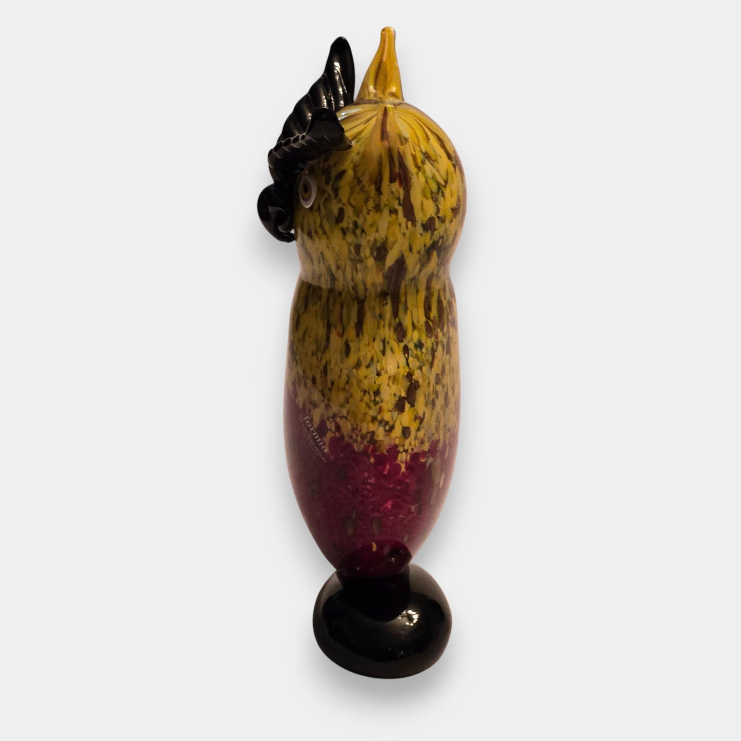 Murano-Attributed Glass Owl Statue/Figurine - Multi-Colour