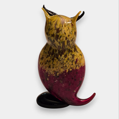Murano-Attributed Glass Owl Statue/Figurine - Multi-Colour