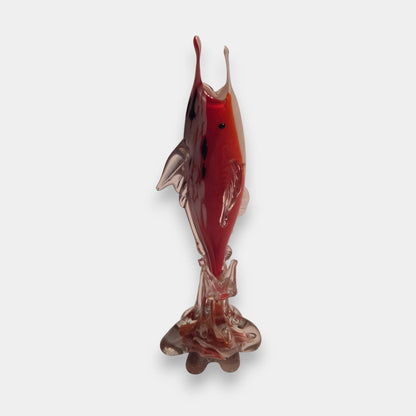 Vintage Murano Hand Blown Glass Fish Sculpture - Multi-Colour