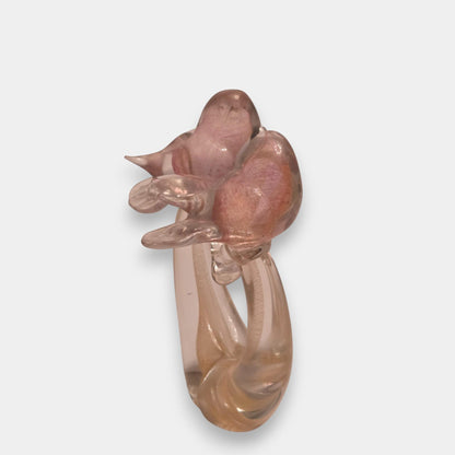 Murano-Attributed Glass Love Birds Figurine - Pink