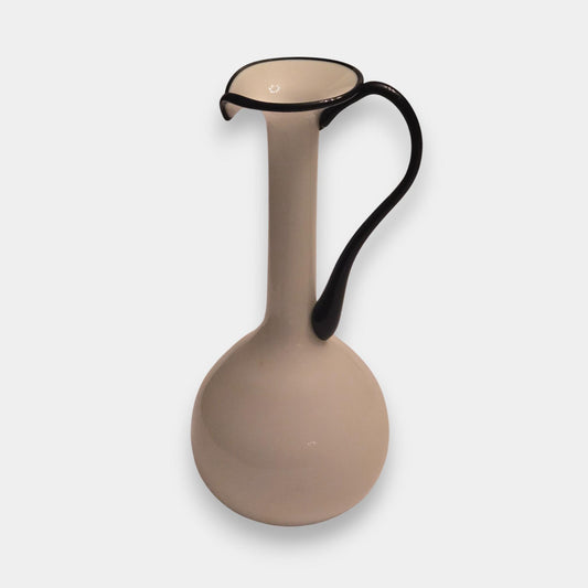 Empoli-Attributed Vintage Italian Cased Blown Art Glass Jug/Pitcher/Ewer Hand - White