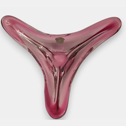Val St Lambert Pink Crystal Bowl/Centrepiece - Pink
