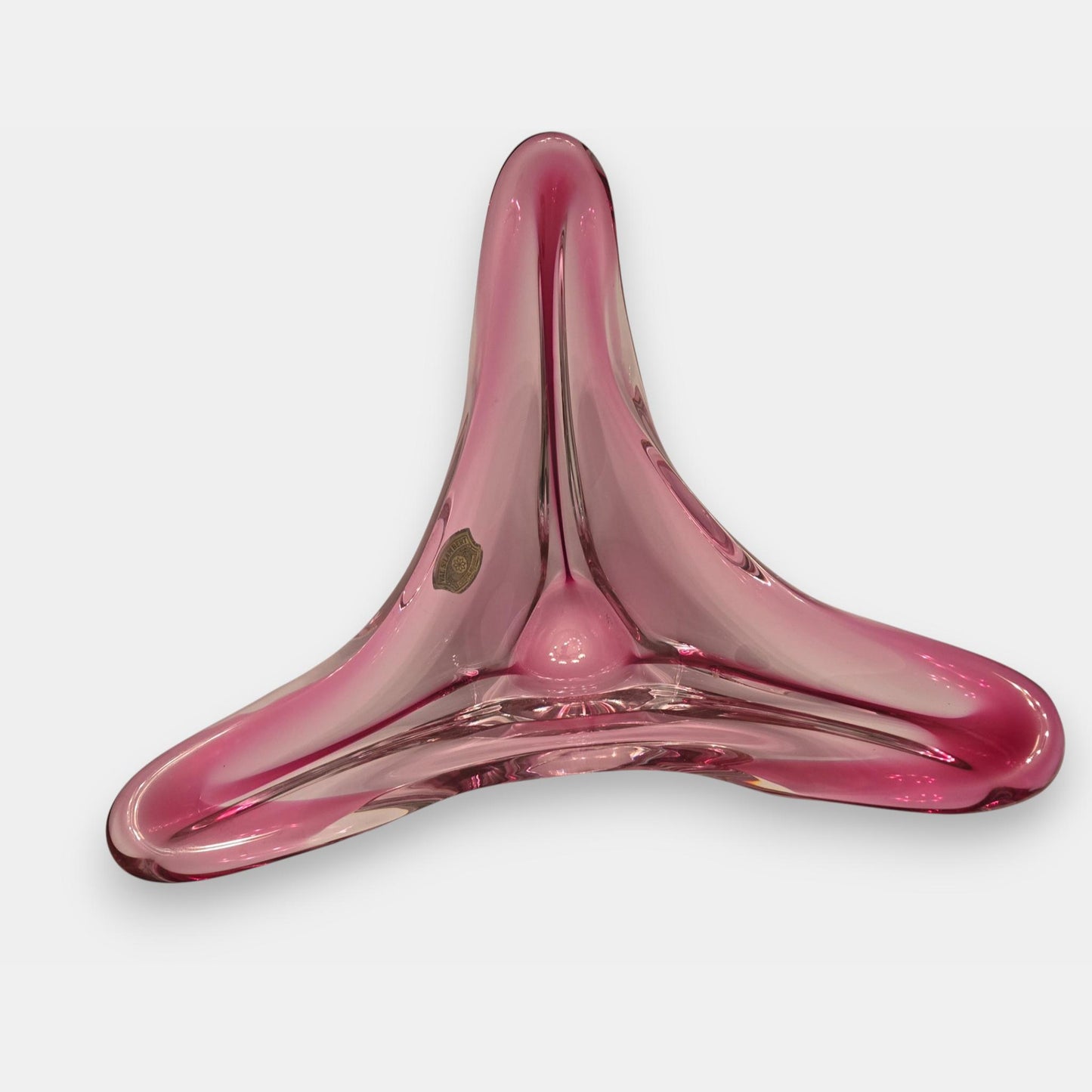 Val St Lambert Pink Crystal Bowl/Centrepiece - Pink