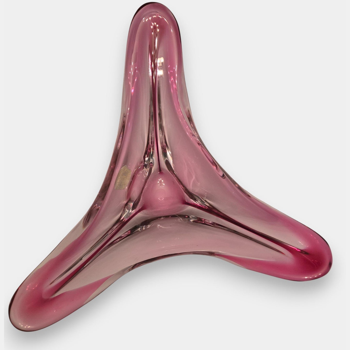 Val St Lambert Pink Crystal Bowl/Centrepiece - Pink