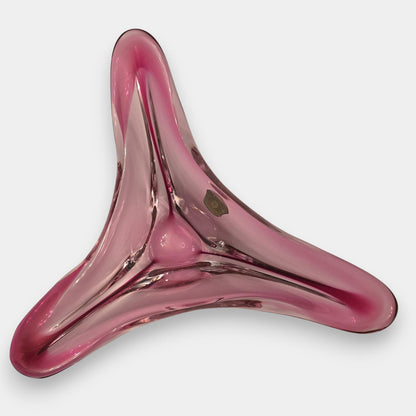 Val St Lambert Pink Crystal Bowl/Centrepiece - Pink