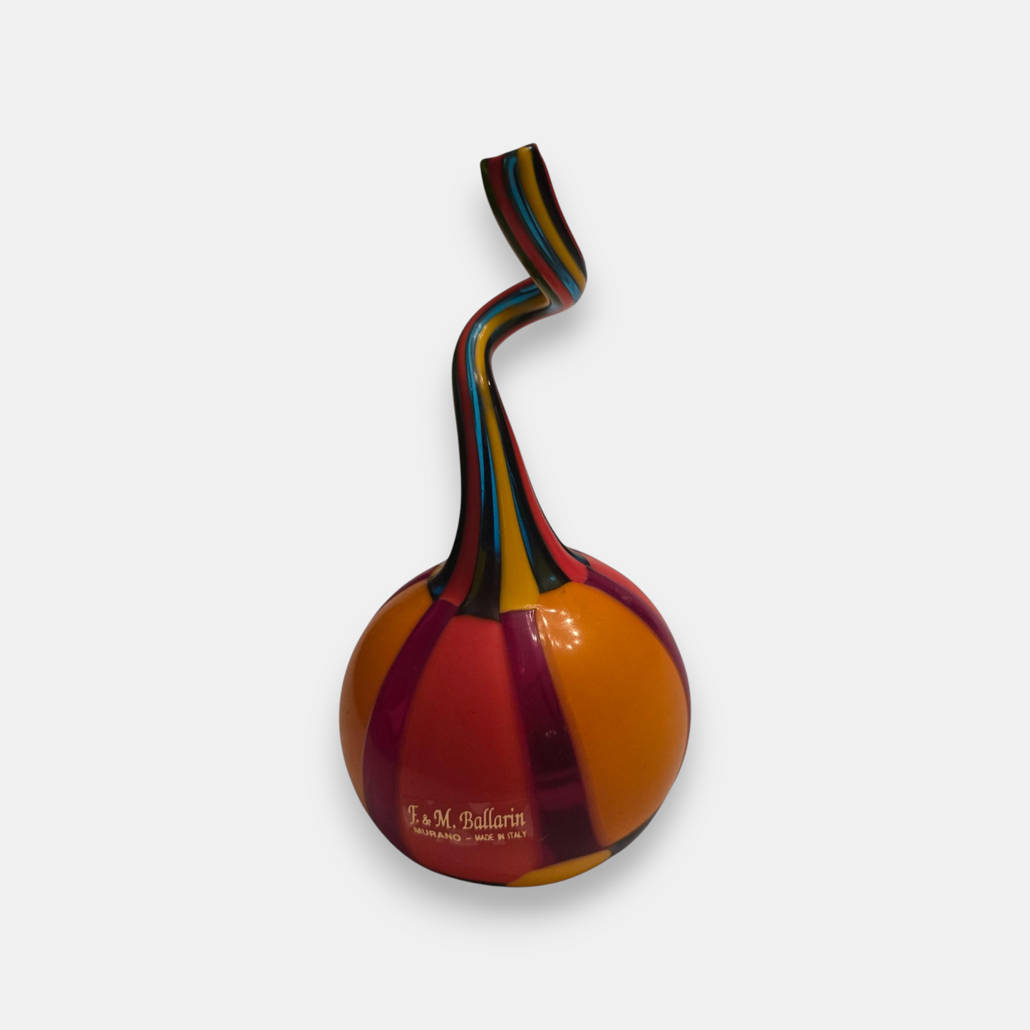 F & M Ballarin Murano-Attributed Glass Vase/Bottle - Multi-Colour