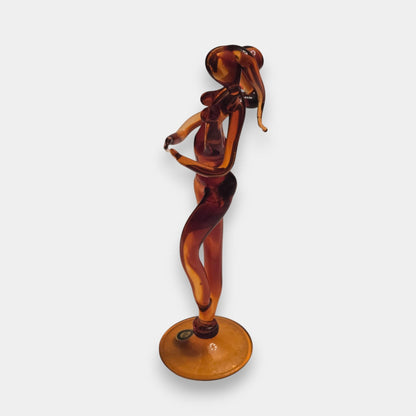 Murano-Attributed Glass Lovers Figurine - Amber