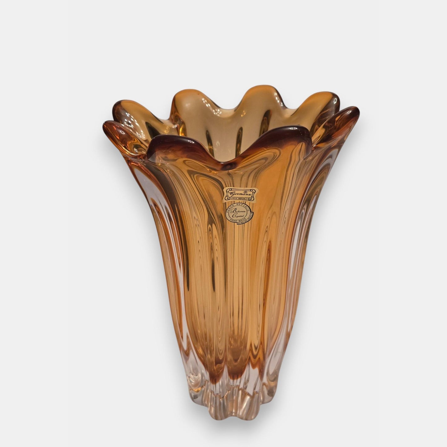 Egermann Hand Blown Murano Crystal Vase - Yellow