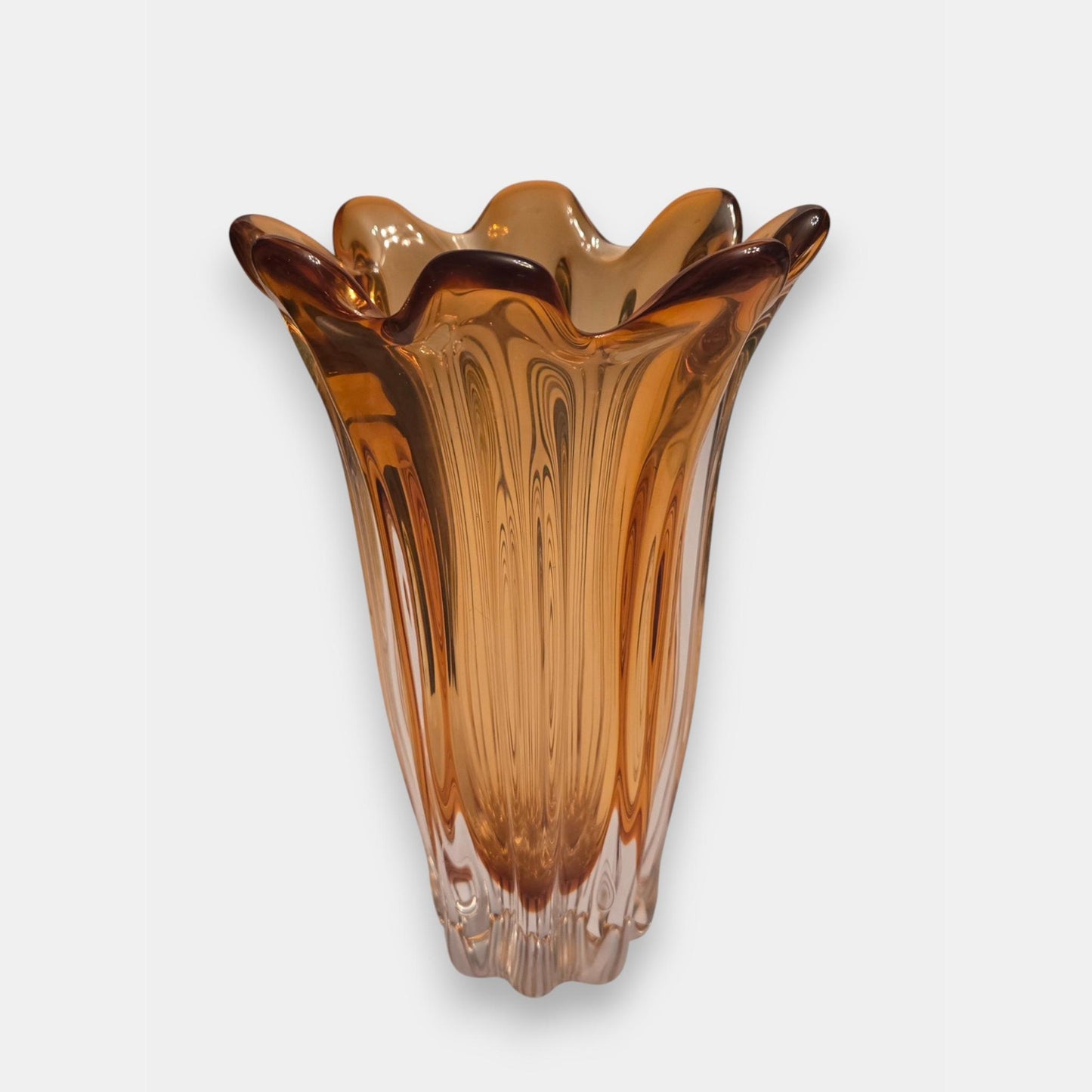 Egermann Hand Blown Murano Crystal Vase - Yellow