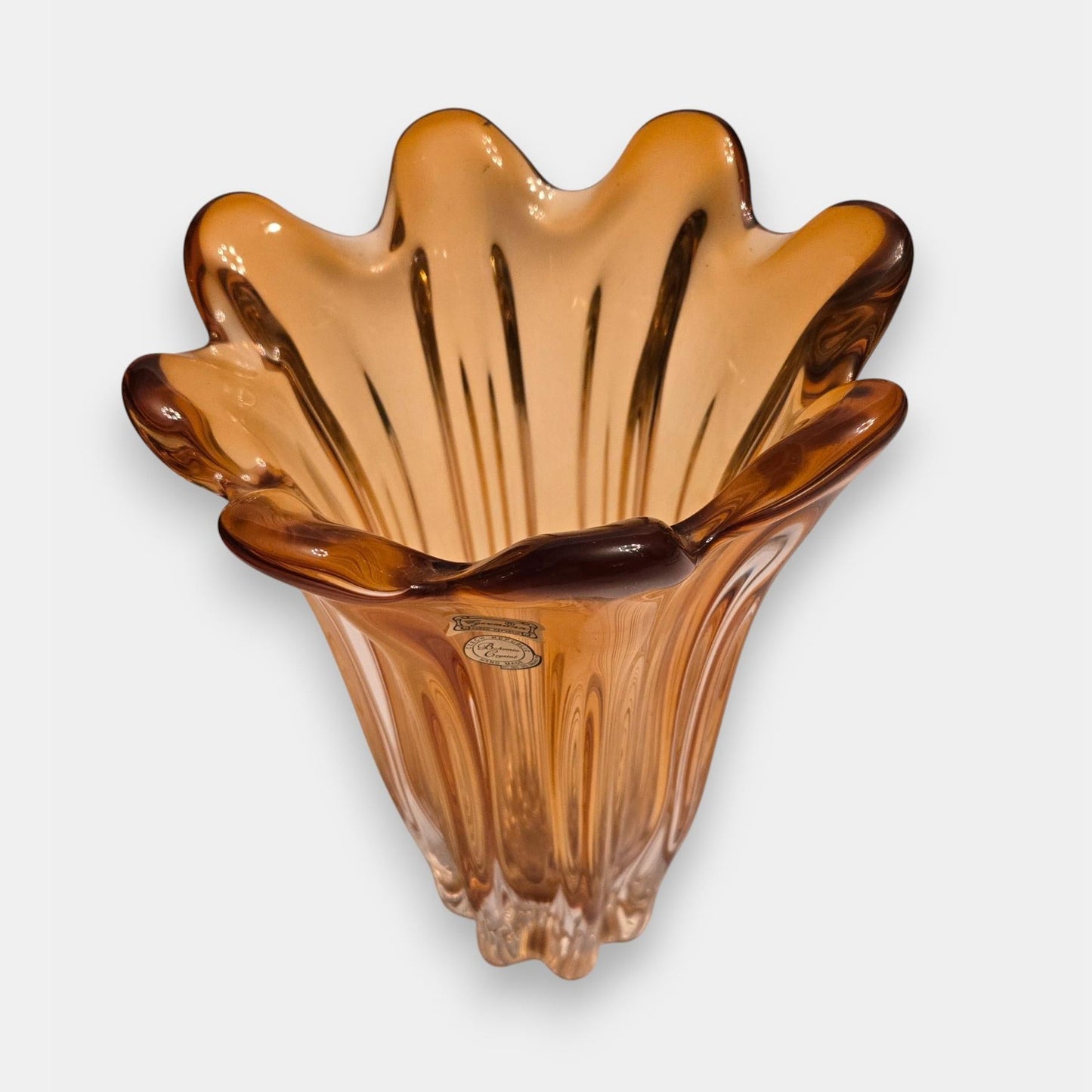 Egermann Hand Blown Murano Crystal Vase - Yellow