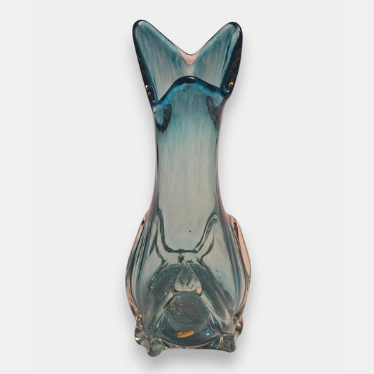 Mid-Century Large Glass Vase - Aqua